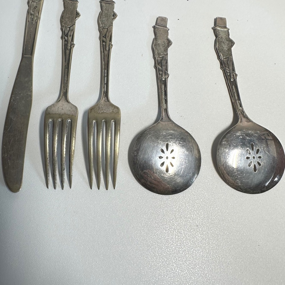 Planters Mr Peanut Flatware Set 5pc Silver Silverplate Vintage Advertising - Picture 7 of 10